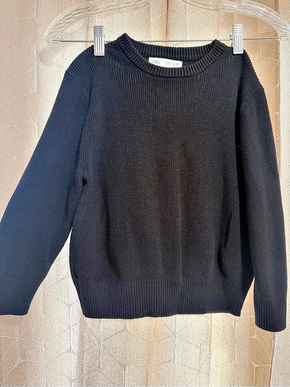 Zara Ribbed Crewneck Sweater Black Size S (6-7)